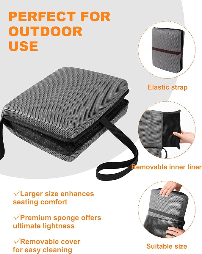 FASTMOMENT Airplane Seat Cushion Portable Travel Cushion for Comfort Foldable Stadium Pad with Breathable Fabric Seat Pad Perfect for Long Flights, Office, Bleacher, Camping