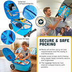 Sesame Street Cookie Monster Ride-On Scooter Suitcase for Kids – Hardside Lightweight Carry-On Luggage with Foldable Scooter & LED Wheels