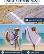 LANE LINEN Beach Towels 4 Pack Oversized - Turkish Towel Set, Pre-Washed Oversized Beach Towel, Quick Dry Beach Towels for Travel, Beach Towel Large, 39"x71" - Regal Orchid
