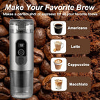 Portable Electric Espresso Machine Self-Heating Travel Coffee Maker 2-in-1 Compatible with Ground Coffee & NS Capsules for Camping, RV, Car, Hiking & Office, Gray