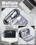 Smasrob Electronics Organizer Travel Case, Water Resistant Tech Bag Charger Pouch for Cord, Cable, Cards, Phone, Airpods, Black