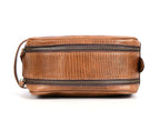 10" Premium Leather Toiletry Travel Pouch With Waterproof Lining | King-Size Handcrafted Vintage Dopp Kit By Aaron Leather Goods (Cerulean)