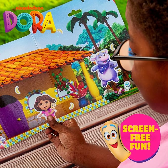 Dora Puffy Sticker Playset, 35 Reusable Stickers and 2 Play Scenes, Fun Kids Activities, Toddler Toys, Road Trip Essentials, Gifts for 4 Year Old Girl, Mess Free Airplane Toy