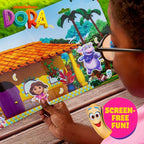Dora Puffy Sticker Playset, 35 Reusable Stickers and 2 Play Scenes, Fun Kids Activities, Toddler Toys, Road Trip Essentials, Gifts for 4 Year Old Girl, Mess Free Airplane Toy