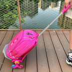 Rolling Backpack Cart for Travel, Commuting & Daily Use – Foldable Aluminum Trolley with Adjustable Handle, Lightweight All-Terrain Backpack Pull Trolley – Rose Pink, 3-Wheel Stair-Climbing