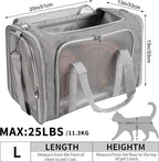 Soft-Sided Cat/Dog/Pet Carrier, Collapsible Pets Travel Carriers for Big Cats/Small Dogs with Shoulder Strap & Removable Mat, Mesh Puppy Carry Bag, Up to 25 Lbs(Gray)