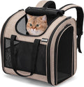 Pecute Cat Backpack with Widened Interior Space, Upgraded Dog Backpack Carrier with Various Ways to Carry, Pet Backpack with Breathable Mesh, Pet Travel Carrier with Soft Padded,Khaki