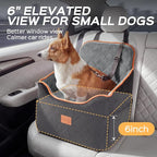 HiPetpy Dog Car Seat 6" Elevated Memory Foam Booster Seat for Small Medium Dogs Under 35 lbs with Pet Blanket, Washable Pet Car Seat with Safety Leash, Anti-Slip Base and Storage Pockets