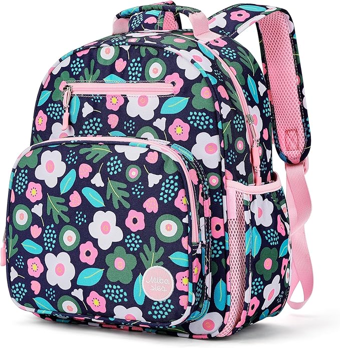 mibasies Kids Backpack for Girls: Girls Backpack 5-8 - Kindergarten Elementary School Bookbag for Girl - Pulan Flower Pink