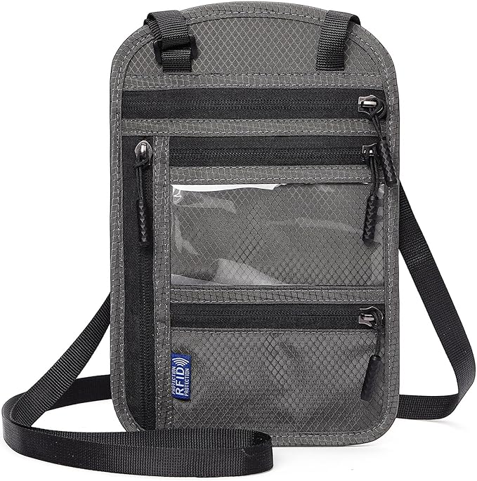 Neck Wallet,Travel for Passport Holder Neck Pouch Wallet RFID Blocking Men Women with Adjustable Neck Strap