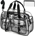 Large Clear Tote Bag 20” for Duffle with 10 Pockets, Clear Beach Gym Crossbody Bag, Big Transparent See Through Bags for Travel Work