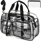 Large Clear Tote Bag 20” for Duffle with 10 Pockets, Clear Beach Gym Crossbody Bag, Big Transparent See Through Bags for Travel Work