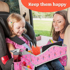 PILLANI Kids Travel Tray for Car - Toddler Car Activities, Car Seat Tray with Activity Sheets & Pens, Road Trip Essentials for Car & Airplane, Travel Lap Desk Accessories - Road Trip Activities Toys