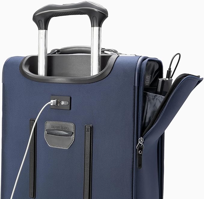 Travelpro Platinum Elite Softside Expandable Luggage, 8 Wheel Spinner Suitcase, TSA Lock, Men and Women, Dark Blue, 2-Piece Set (21/25)