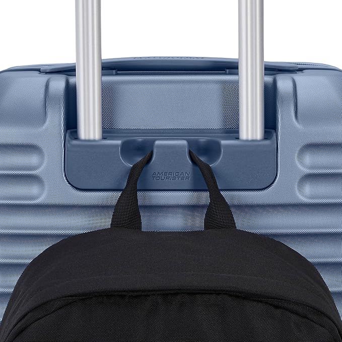 American Tourister Stratum 3.0 Medium 24-Inch Spinner, Airline Approved, Durable Hardside Luggage, Expands 1.5", RightHeight™ Adjustable Handle, Elemental Blue
