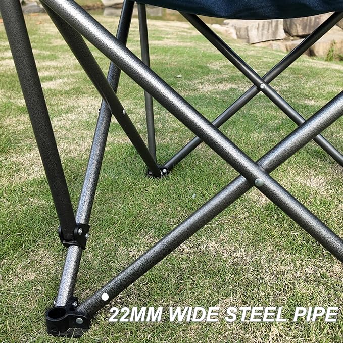 Bolosy Oversized Camping Chair Portable Folding Camping Chairs with Side Pocket Cup Holder and Carry Bag Heavy Duty Outdoor Camping Chairs for Adults, Fishing, Sports, Trip, Support 500lbs, Blue