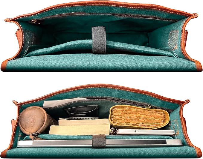 RUSTIC TOWN Leather Messenger Bag for Men Women - Full Grain Leather Laptop Satchel Office Shoulder Bag
