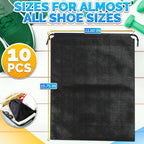 10 Pcs Travel Shoe Bags for Packing in Suitcase – 15.75” x 11.80” Lightweight Breathable Drawstring Shoe Bags for Storage – Dust-Proof Organizer for Sneakers, Heels, Sandals, Gym and Dance Shoes