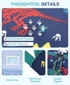 VASCHY Boy Kids Backpack & Lunch Bag Set, 2-in-1 School Bookbag with Insulated Lunch Box for Preschool, Daycare, Kindergarten & Elementary School – Navy Dinosaurs