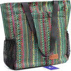 ESVAN Original Floral Tote Bag Large Shoulder Bag with Multi Pockets for Gym Travel Beach Daily Bags