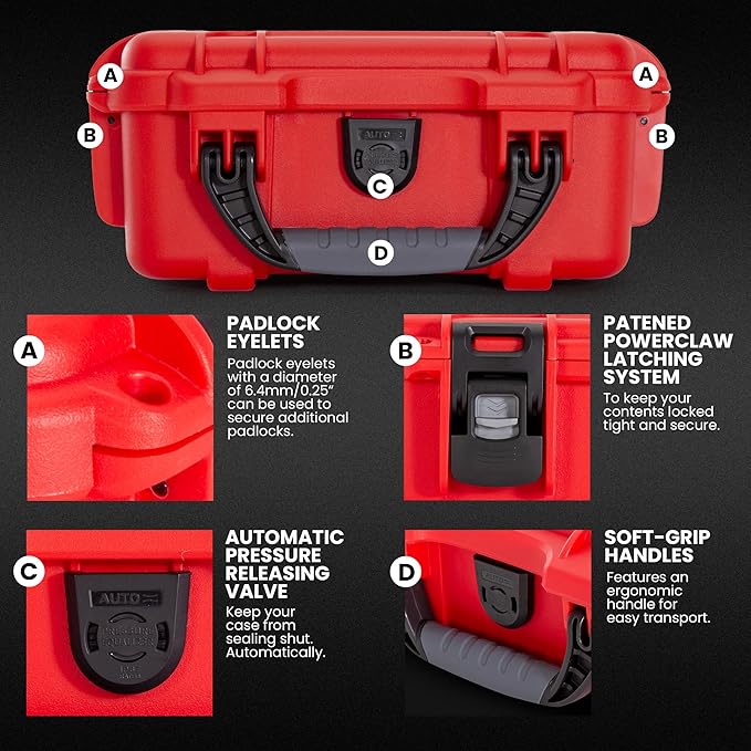 NANUK 904 Waterproof First Aid Box Empty – Durable, Medical First Aid Organizer Case, IP67-Rated, Dustproof, Impact-Resistant, and Floats (8.4" x 6.0" x 3.7") – Red