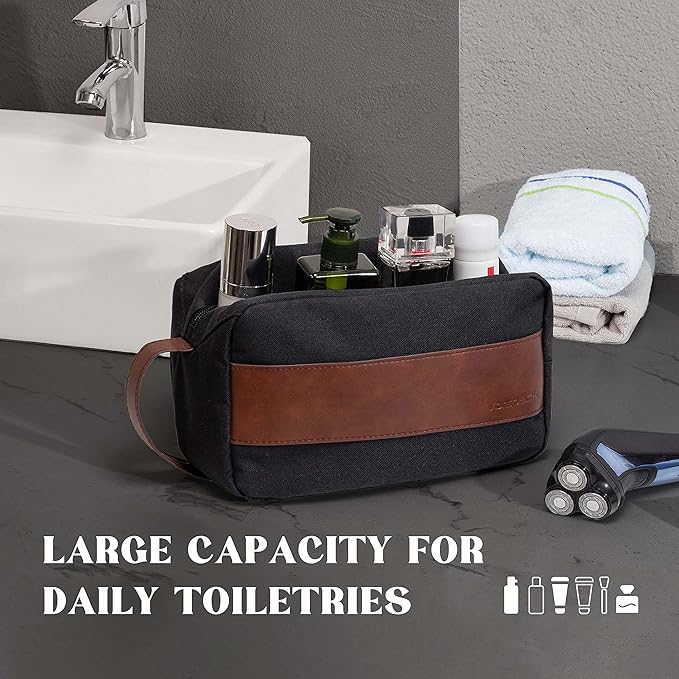 Vorspack Toiletry Bag for Men - Water Resistant Travel Bag for Toiletries, Accessories, Travel Essentials, Gifts - Black