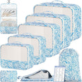 BAGAIL 9 Set Packing Cubes with Packing List Luggage Packing Organizers for Travel Accessories (Blue paisley)