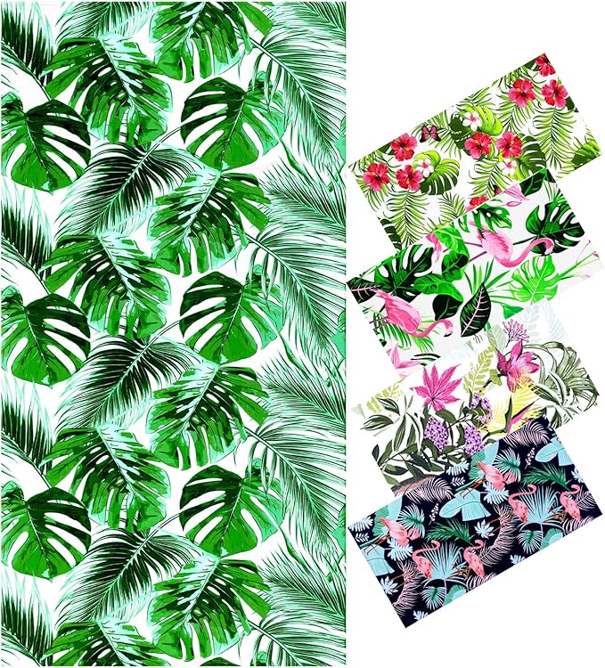 Genovega Oversized Terry Beach Towel 36 x 72 in Soft Extra Large Big Pool Swim Towels for Adult XL Clearance Big Travel Blanket Cruise Vacation Accessories Essentials Lounge Chair Cover Green Leaves