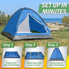 2 Person Outdoors Camping Tent with Rain Fly and Carrying Bag - Lightweight Outdoor Pop Up Tents for Camping Essentials, Music Festivals, Backpacking, Hiking, or Beach Shelter by Wakeman Outdoors