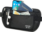 Travel Money Belt - Slim Passport Holder Travel Wallet with RFID Blocking Travel Pouch Undercover Fanny Pack for Women Men