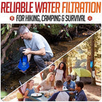 Gravity Water Filtration System – 2 High Capacity Lightweight Hanging Bags for Backpacking, Camping, Survival, Hiking, Hunting - Dirty, Clean Water Bags, Water Filter and Cleaning Plunger Included
