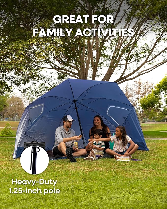 Sport-Brella Premiere UPF 50+ Umbrella Shelter with Patented Side Panels and Tilt Mechanism, Heavy-Duty 1.25 Inch Center Pole, Auger Anchor for Sand and Grass