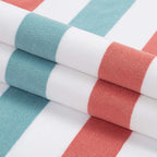 Laguna Beach Textile Co. Striped Cabana Beach Towel - Oversized, Plush 630 GSM Cotton - Coral Orange & Sea Glass Green