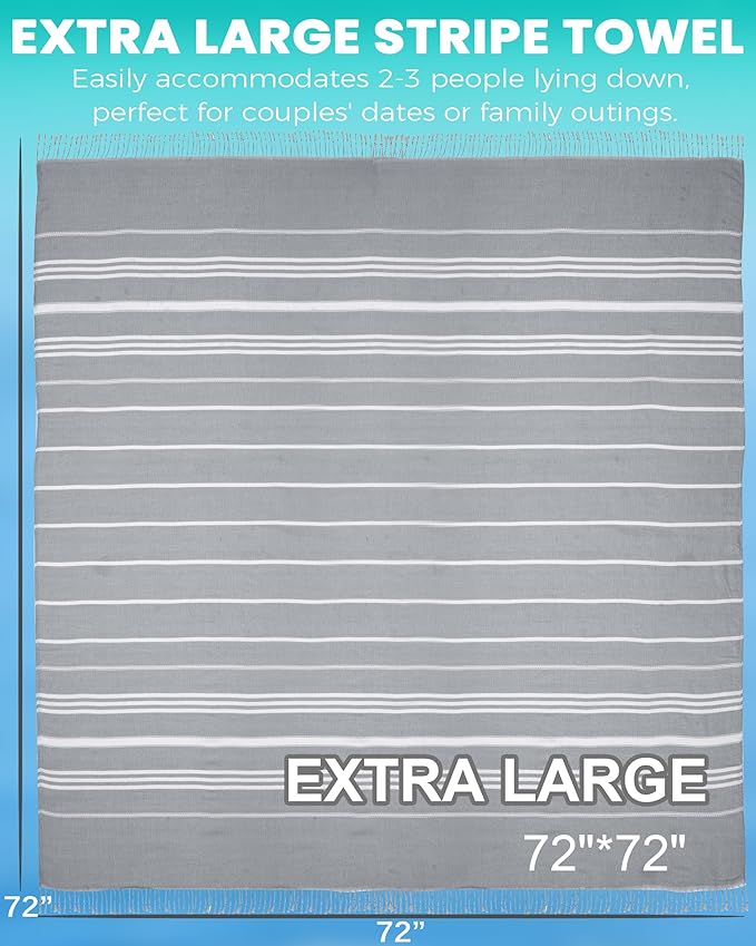Giant Huge Thin Boho Throw Blanket Turkish Beach Blanket Towel Jumbo Extra Large XL XXL Big Oversized Outdoor Picnic Accessories Airplane Travel Essentials Camping Gears Must Haves Yard Yoga Mat Grey