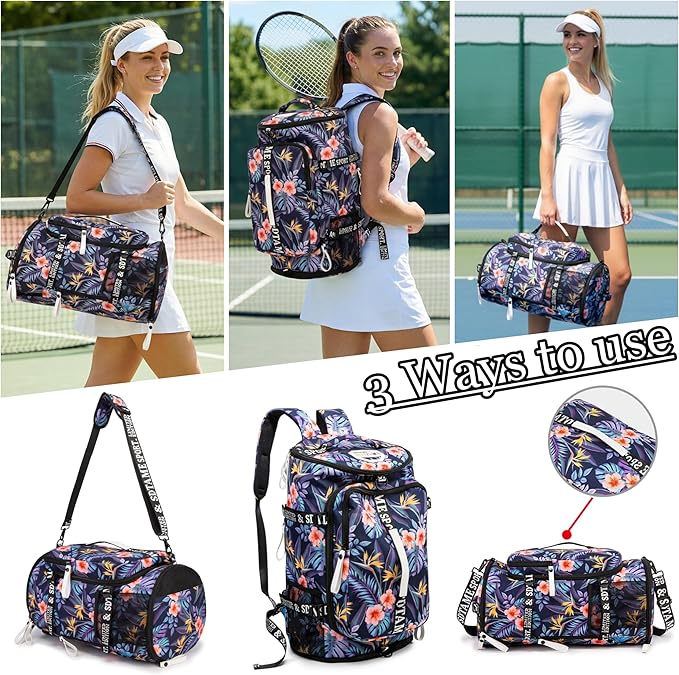 Gym Duffle Bag Backpack with Shoe Compartment,4 ways Travel Backpack for Women and Men,Multi-Functional Weekender bag with Waterproof Layer&Laptop Compartment for Fitness, Travel,Camping