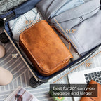 Elviros Hanging Toiletry Bag for Men Travel Essentials 3-in-1 Large Waterproof Dopp Kit PU Leather Shaving Bag with Separate Compartments for Grooming and Toiletries Mens Gift