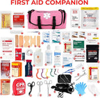 Fully Stocked EMT Trauma Bag – Tactical First Responder Medical Kit with Tourniquet, Vented Chest Seals, Hemostatic Gauze, Trauma Shears, Bandages & Bleeding Control Supplies – Pink