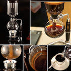 Siphon Coffee Maker Set, 5-Cup 600ml (20.3 oz) Borosilicate Glass Vacuum Brewer with Foldable Stainless Steel Coffee Filter, Dual Filtration for Home, Office & Camping（Filter Plus Version）