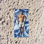 COTTON CRAFT Oversized Beach Towels - 2 Pack XXL 35x84 - Summer Wave - The Big Kahuna 7 Foot Extra Large Beach Blanket Towel - Big & Tall - 100% Cotton Jacquard Velour Soft Pool Bath Towel - Blue