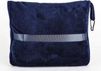 BlueHills Premium Soft 2-Pack Travel Blanket Pillows Airplane Large Plane Flight Throw Blankets for Two in Bag Compact Traveling Essentials Set Packable Warm Gifts Navy Blue T011