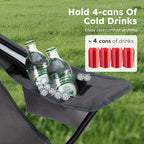 ALPHA CAMP Camping Chairs 250LBS Capacity, Heavy Duty Folding Chair with 4-Can Cooler Bag, Portable Outdoor Chair with Cup Holder for Adults, Collapsible for Tailgating, Beach, Fishing,Black,2PC