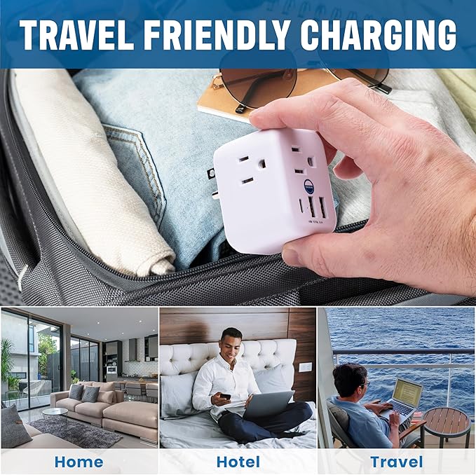 Cruise Approved Power Strip Foldable, Non Surge Protector Travel Power Strip, Multi Plug, 6 Outlets, 2 USB-A, 1 USB-C, & 3 AC Outlet for Carnival, Celebrity, Princess, & Major Lines in 2026 & 2027