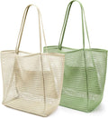 KALIDI Beach Nylon Mesh Tote Bag, Casual Tote Bag Hobo Women Foldable MAX 23L Shoulder Bag For Beach Picnic Vacation