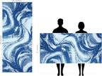 COTTON CRAFT Oversized Beach Towels - 2 Pack XXL 35x84 - Summer Wave - The Big Kahuna 7 Foot Extra Large Beach Blanket Towel - Big & Tall - 100% Cotton Jacquard Velour Soft Pool Bath Towel - Blue