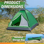 2 Person Outdoors Camping Tent with Rain Fly and Carrying Bag - Lightweight Outdoor Pop Up Tents for Camping Essentials, Music Festivals, Backpacking, Hiking, or Beach Shelter by Wakeman Outdoors