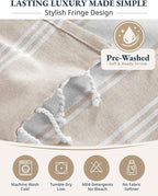 LANE LINEN Oversized Beach Towels, 2 Pack Turkish Towel Set for Adults, Lightweight, Quick Dry, Absorbent & Sand Proof, 39"x71" Pool Towels – Beige