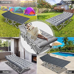 ABORON Camping Cot for Adult 28" Extra Wide, Heavy-Duty 1200D Oxford Cot for Sleeping, Portable Folding Camp Bed with Mat & Carry Bag