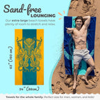 Nova Blue Octopus Beach Towel (34 X 63) – Orange & Teal Colorway with Tropical Design Travel Beach Towels Made from 100% Cotton – Vibrant Colorful Blanket Towel –Beach Towel for Adults