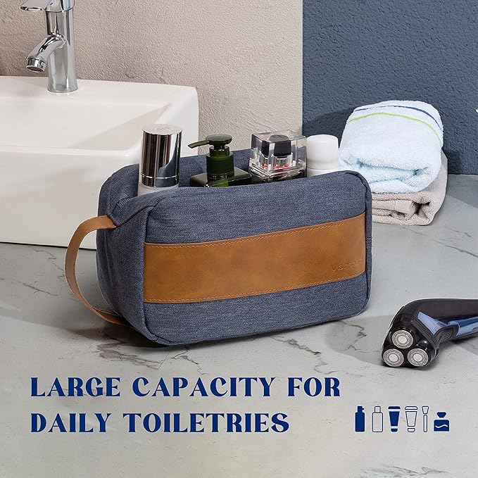Vorspack Toiletry Bag for Men - Water Resistant Travel Bag for Toiletries, Lightweight Hygiene Bag for Bathroom, Travel Essentials, Gifts - Blue (Pack of 2)