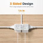 TESSAN Short Extension Cord 0.5Ft, Flat Plug Outlet Extender Surge Protector with 4 Widely AC with 3 USB Ports (1 USB C), Multi Plug Small Power Strip for Travel, Home Office College Dorm Essentials